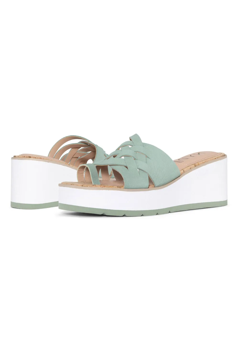 NYDJ Reesie Keilsandalen Jade Grün Leder