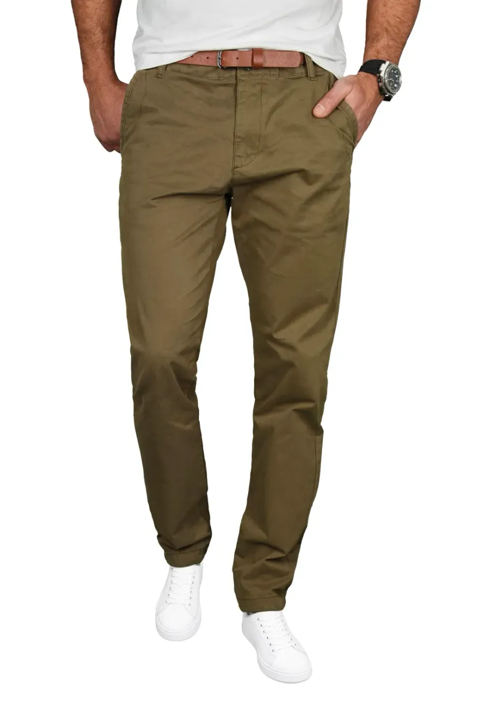Alessandro Salvarini AS-095 Herren Chino Regular Fit Schwarz