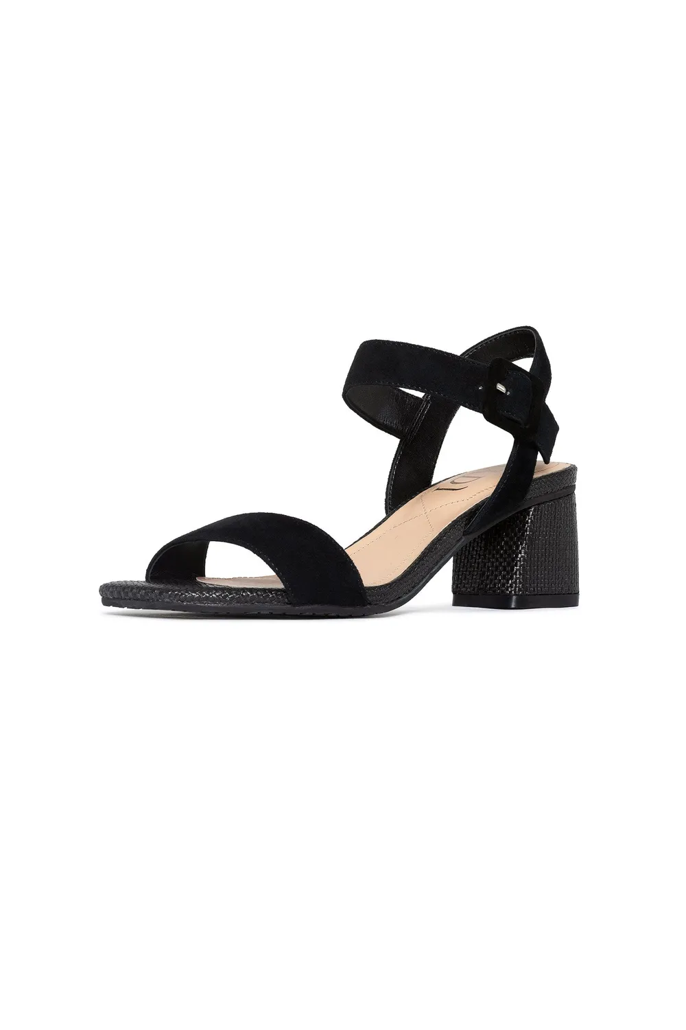 NYDJ Gaiana Sandalen Schwarz Blockabsatz Wildleder