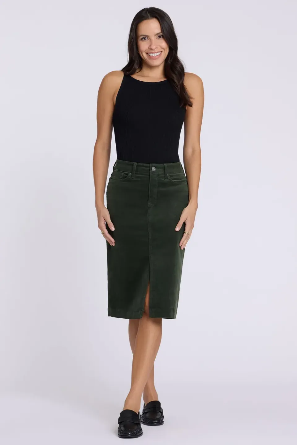 NYDJ 5 Pocket Midi Rock True Olive Cord