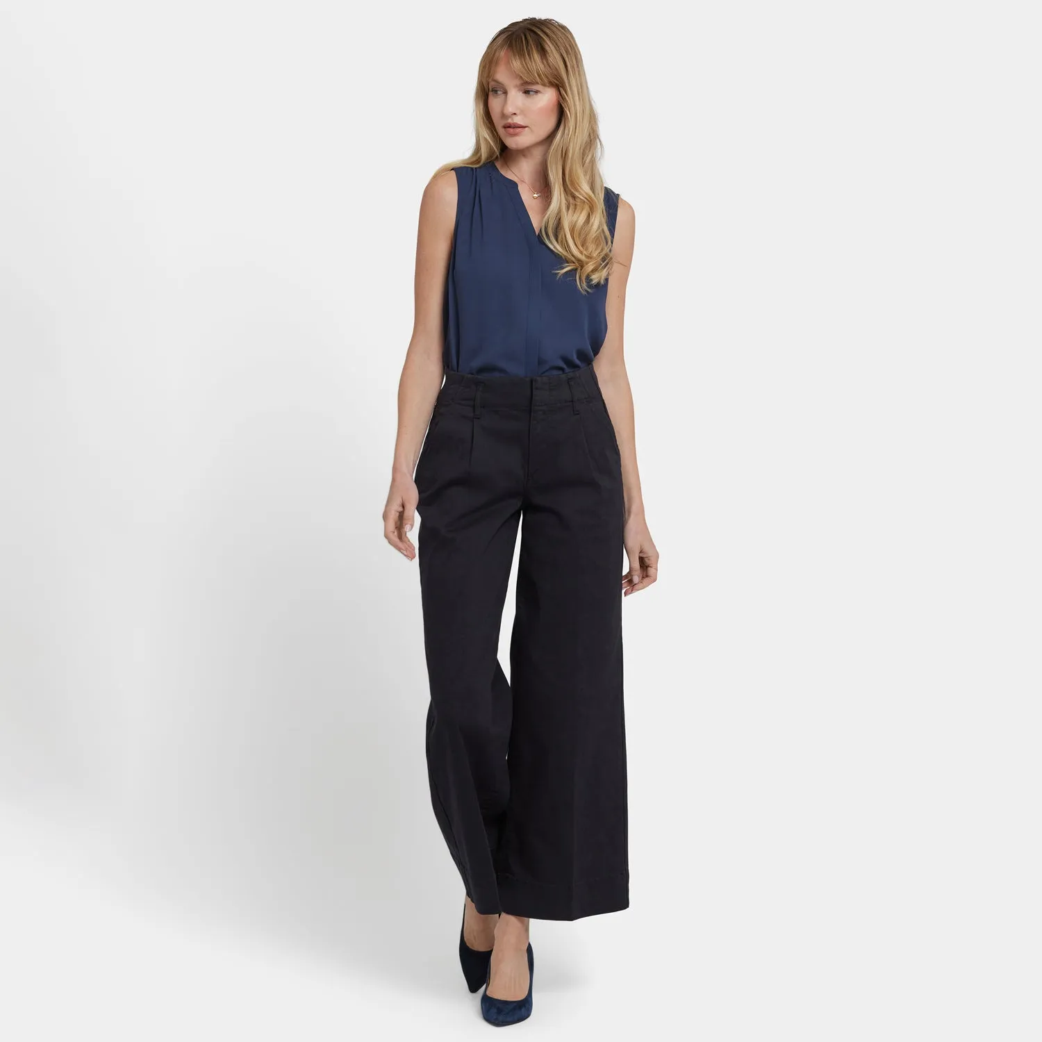 NYDJ Mona Wide Leg Trouser Jeans Schwarz 30er Länge