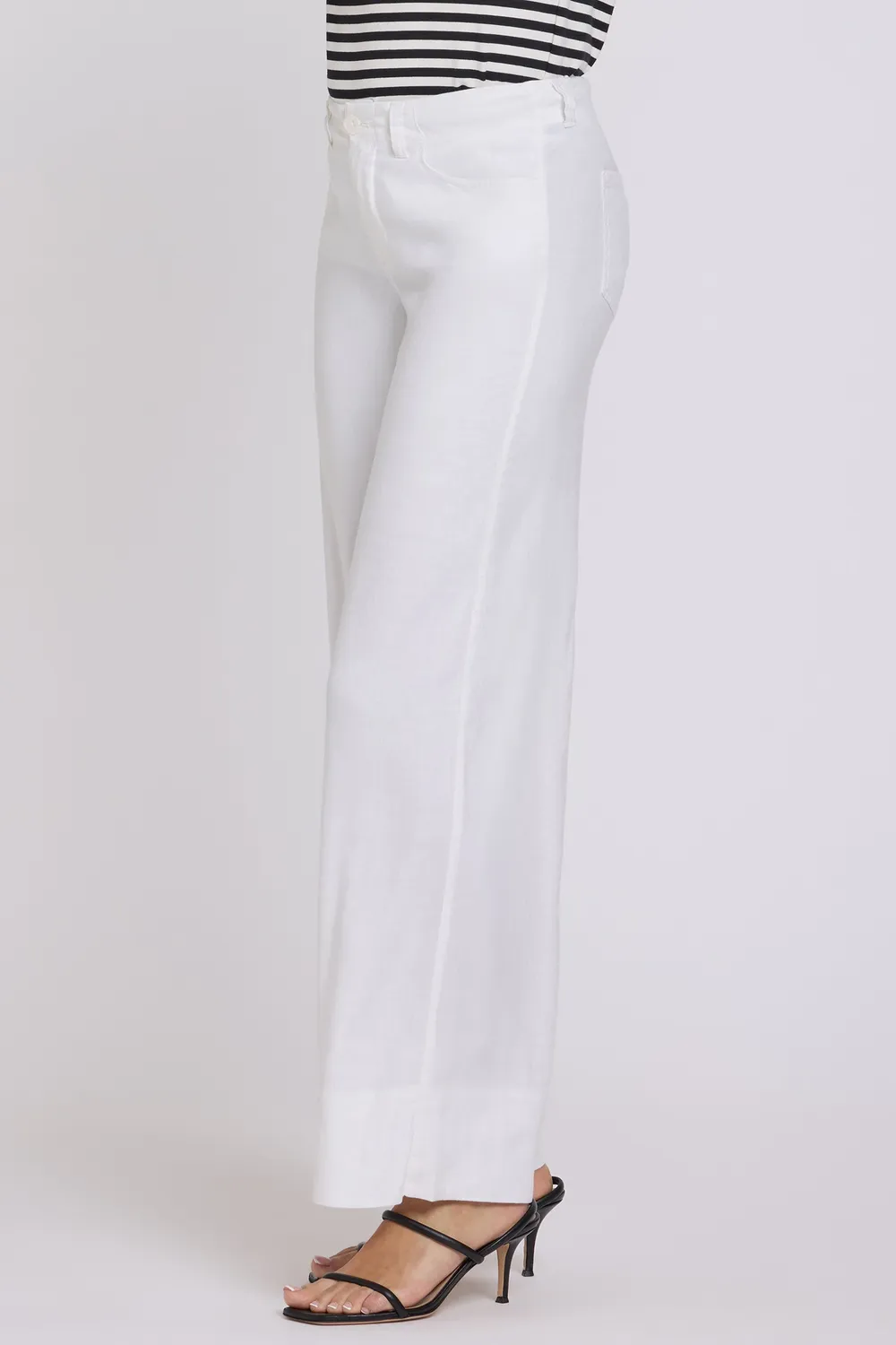 NYDJ 5 Pocket Wide Leg Hose Optic White Leinen Stretch