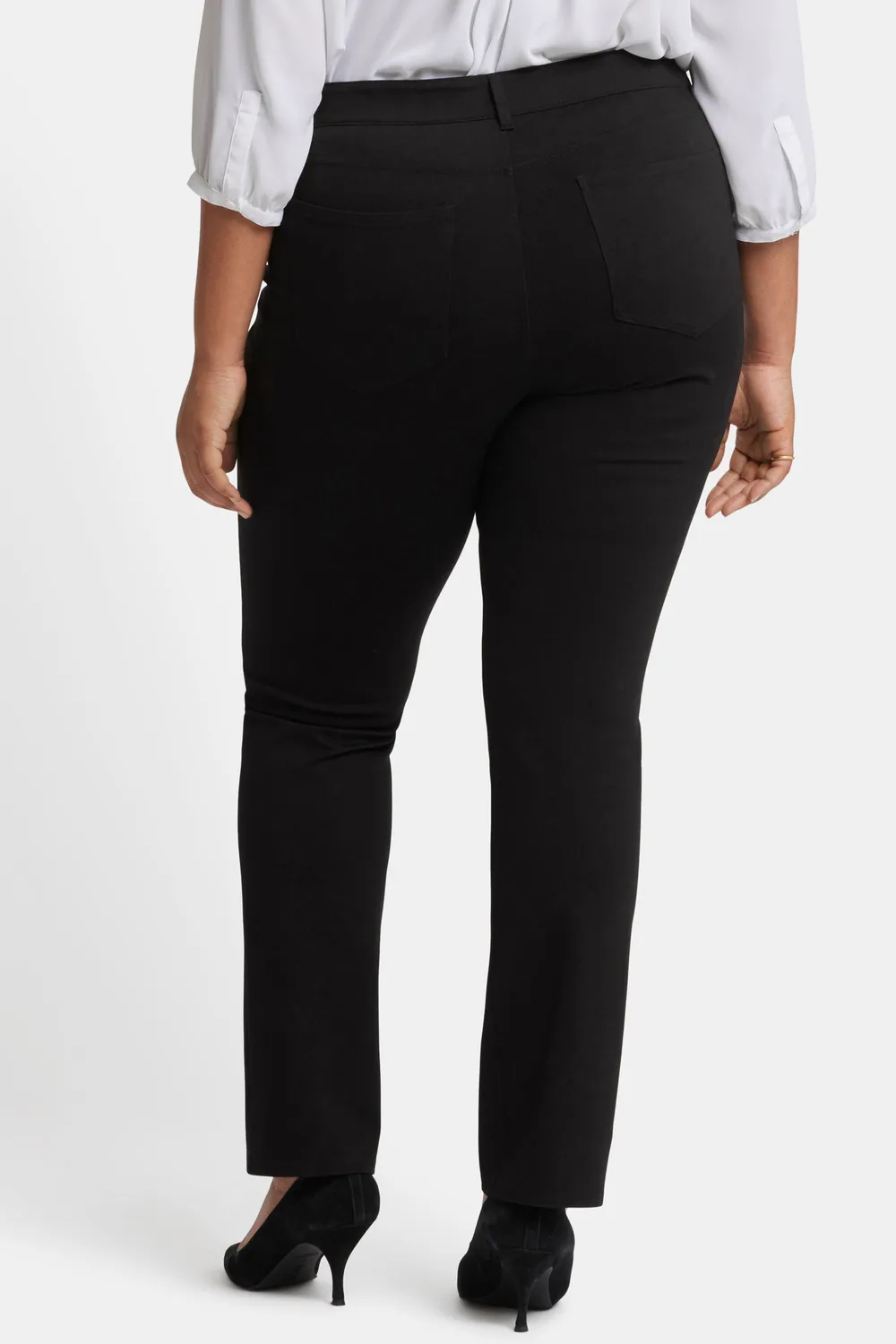 NYDJ Marilyn Straight Plus Hose Schwarz Ponte