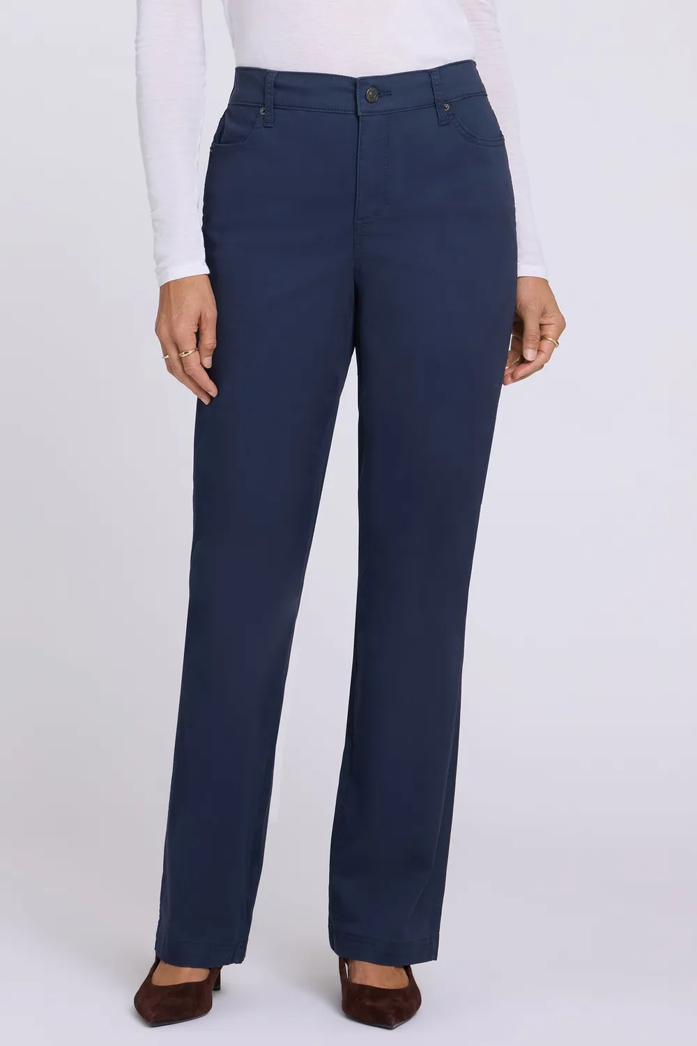 NYDJ Marilyn Adjustable Straight Hose Oxford Navy Stretch