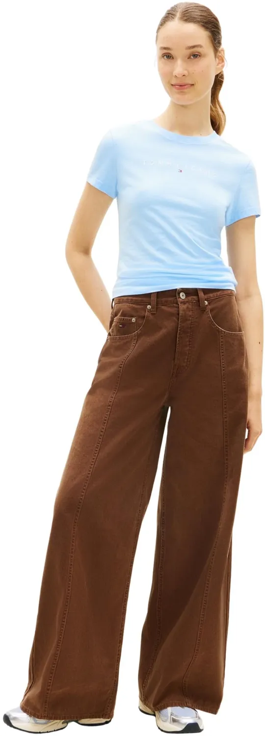 Tommy Jeans Linear T-Shirt Damen Blau L Slim