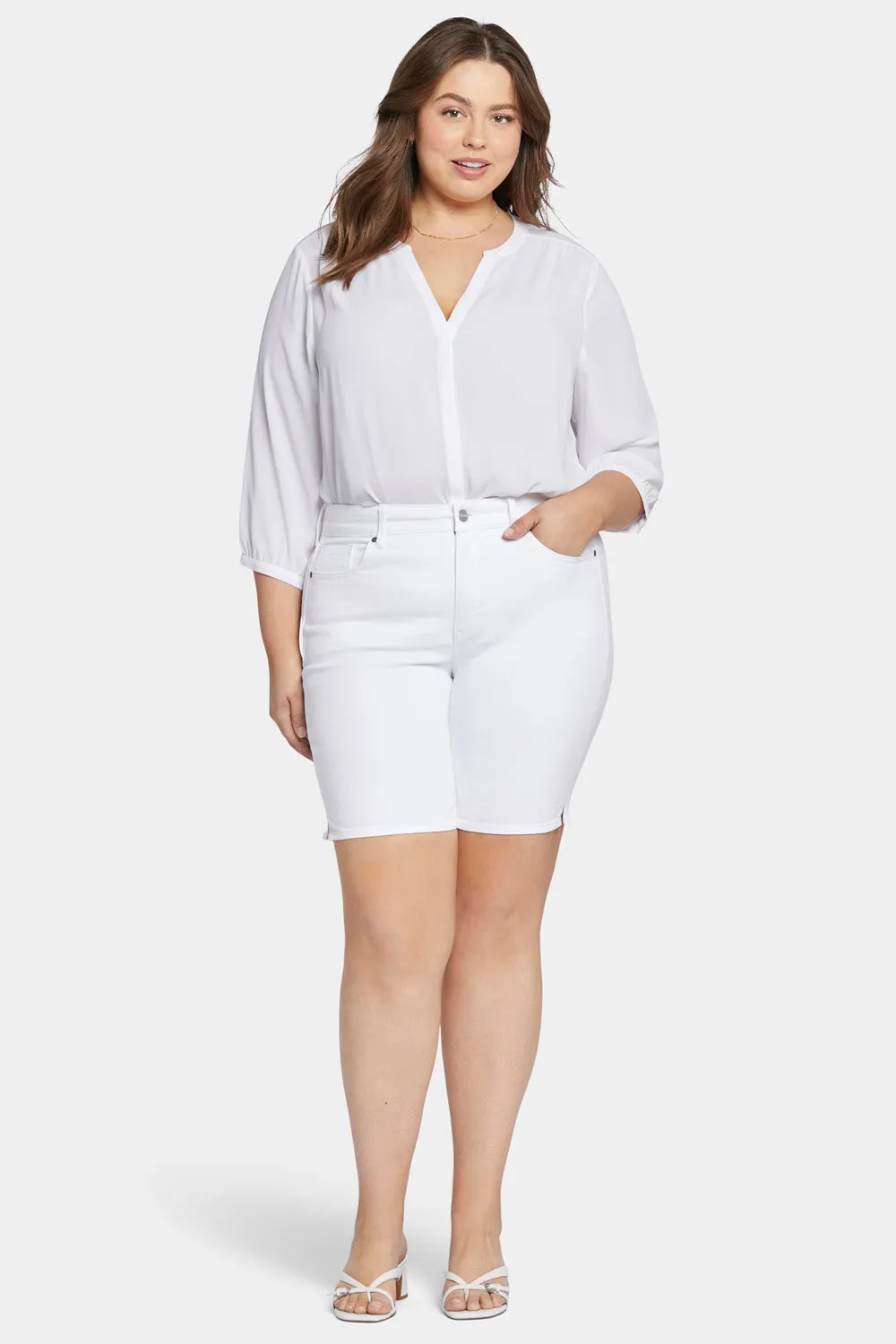 NYDJ Ella Jeansshorts Plus Size Optic White Weiß