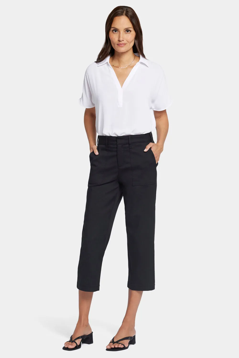 NYDJ Utility Hose Schwarz Stretch-Twill gerade