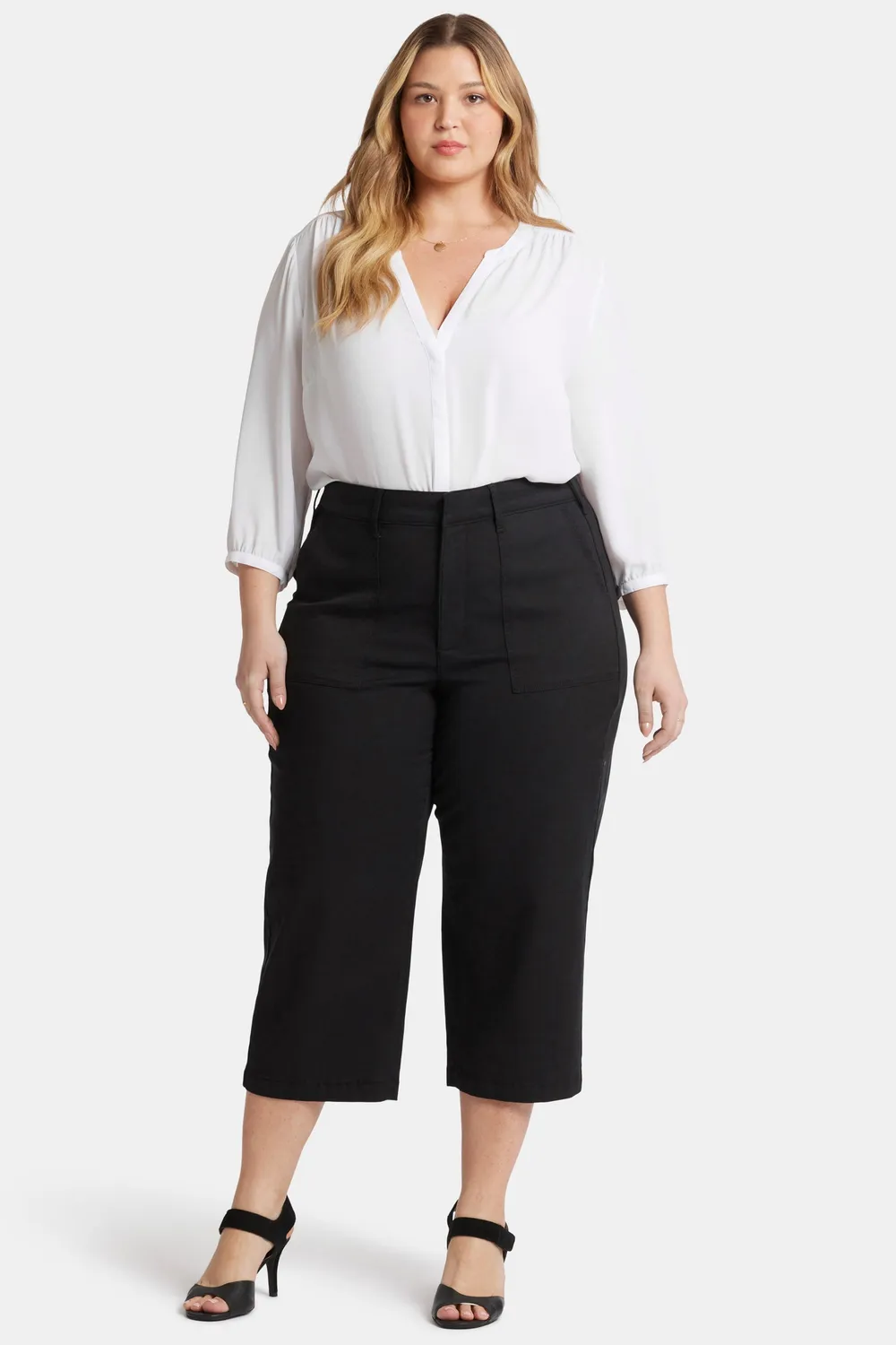 NYDJ Utility Hose Schwarz Stretch Twill Plus Size