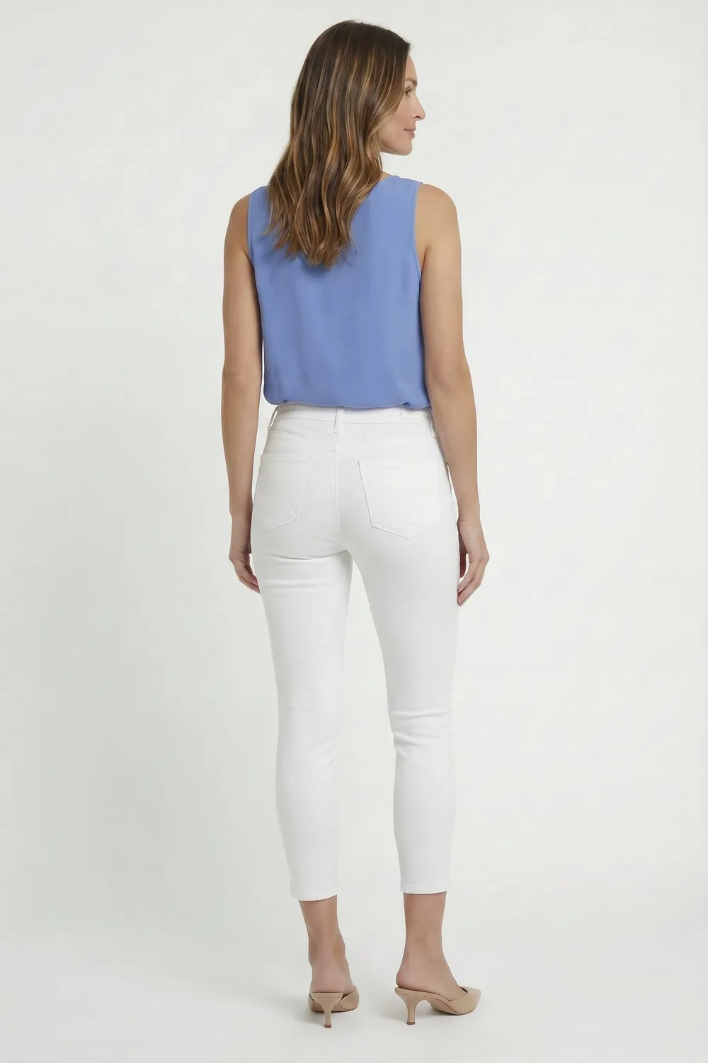 NYDJ Ami Skinny Ankle Jeans Optic White Knopfleiste