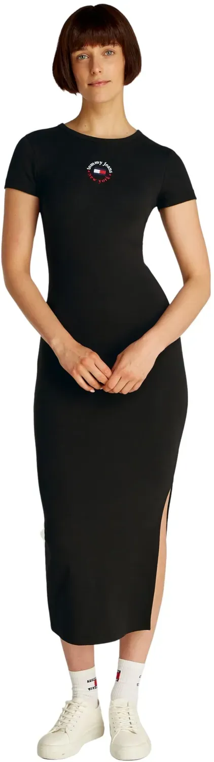 Tommy Jeans Logo Bodycon Kleid Damen M Schwarz Stretch