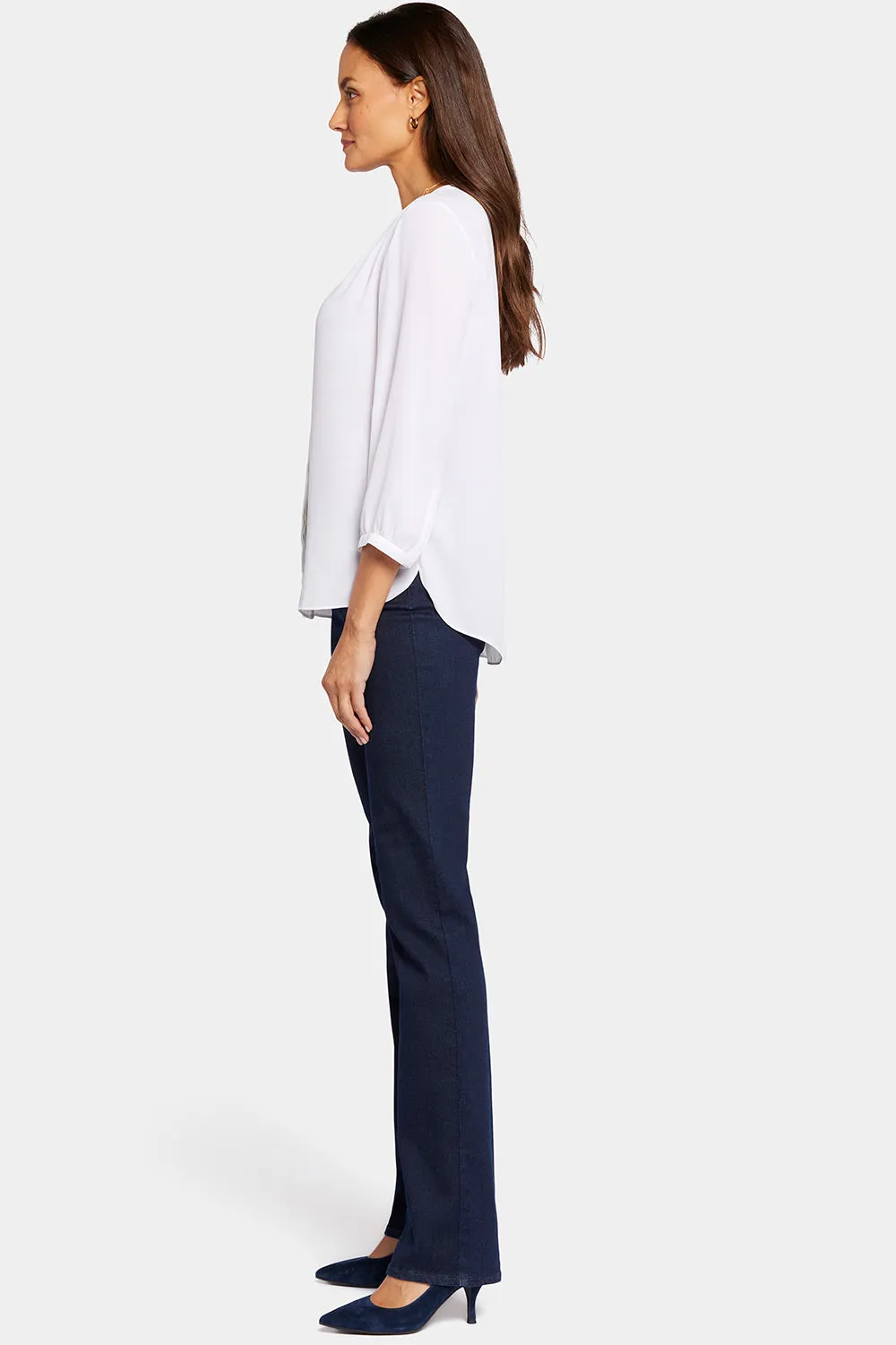 NYDJ Pintuck Bluse Optic White 3/4 Arm