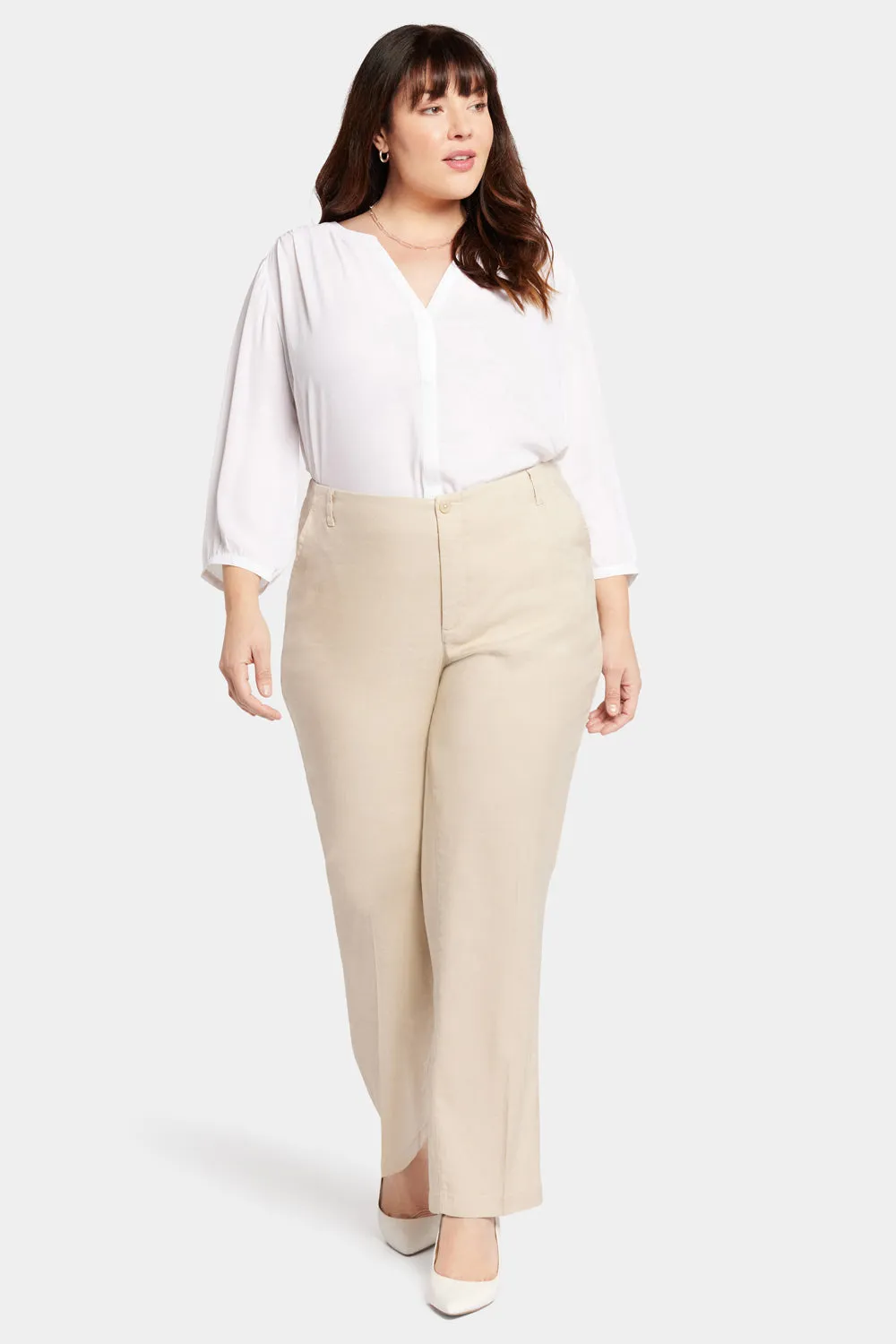 NYDJ Marilyn Stretch-Leinen Hose Feather Plus Size