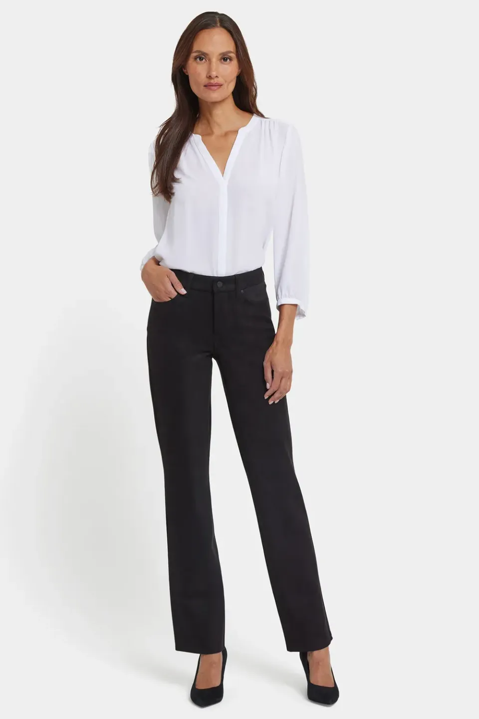 NYDJ Marilyn Straight Hose Schwarz Stretch