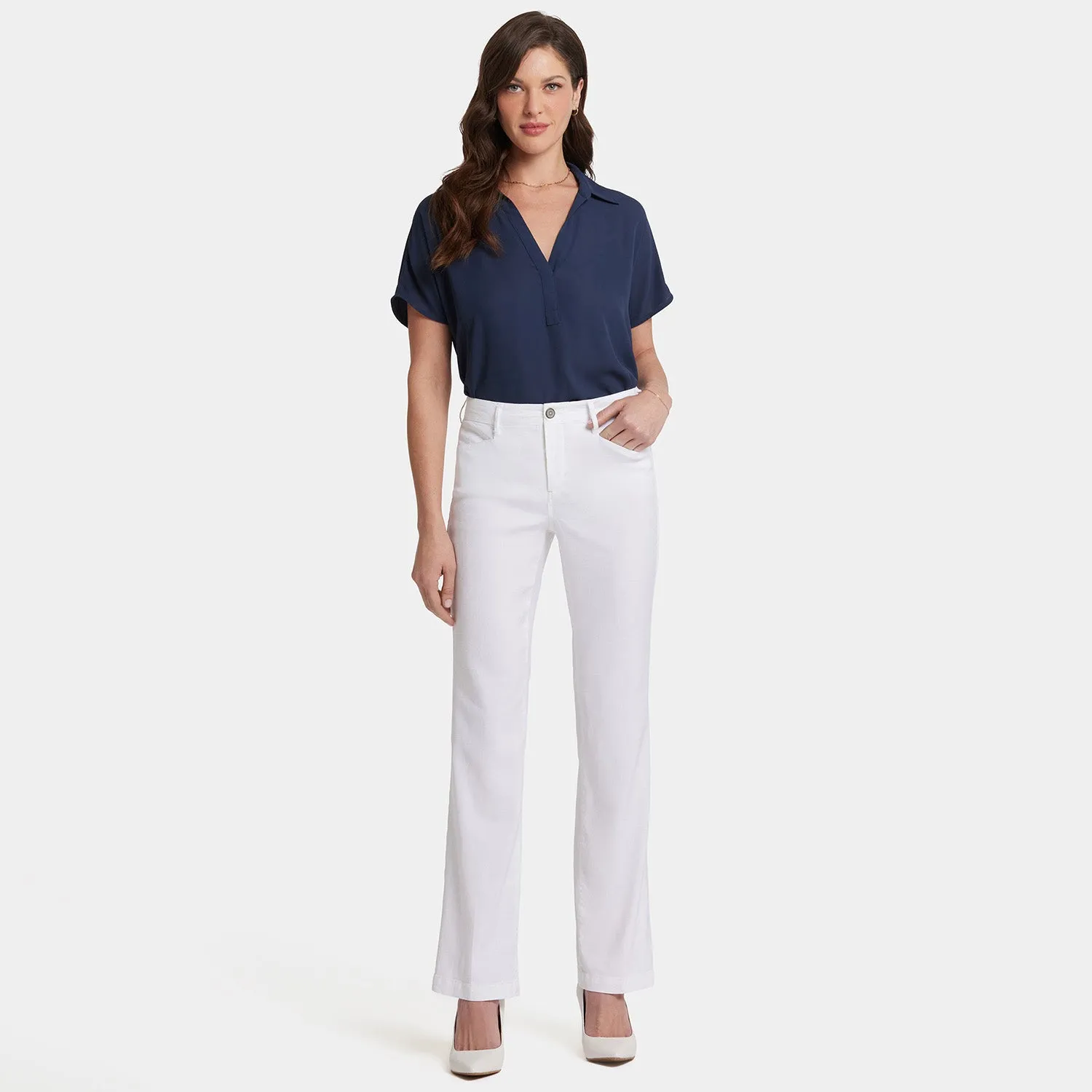 NYDJ Trouser Hose Optic White Leinen weit