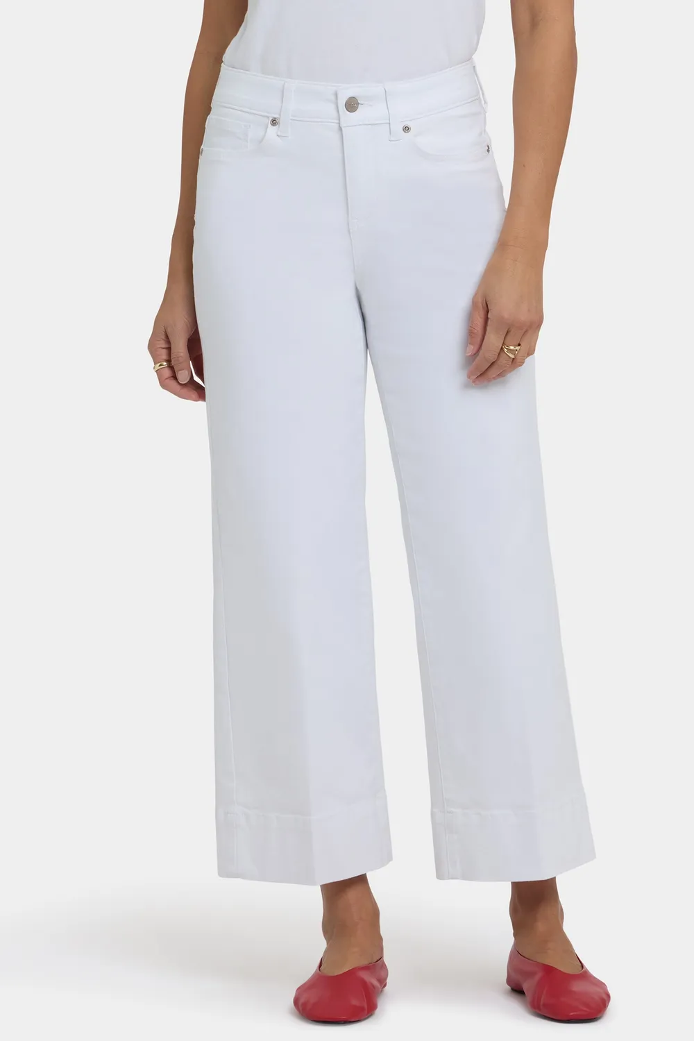 NYDJ Teresa Wide Leg Ankle Jeans Petite Optic White