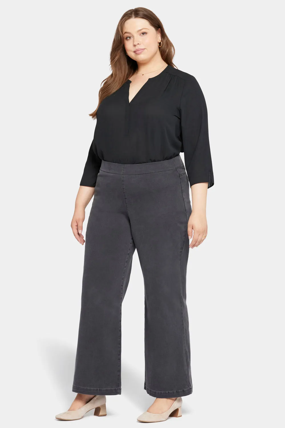NYDJ Teresa Sierra Jeans Plus Size Wide Leg Grau