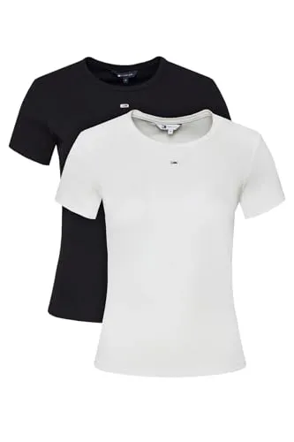 Tommy Jeans Essential Rib Slim Fit T-Shirt M 2er Pack gerippt