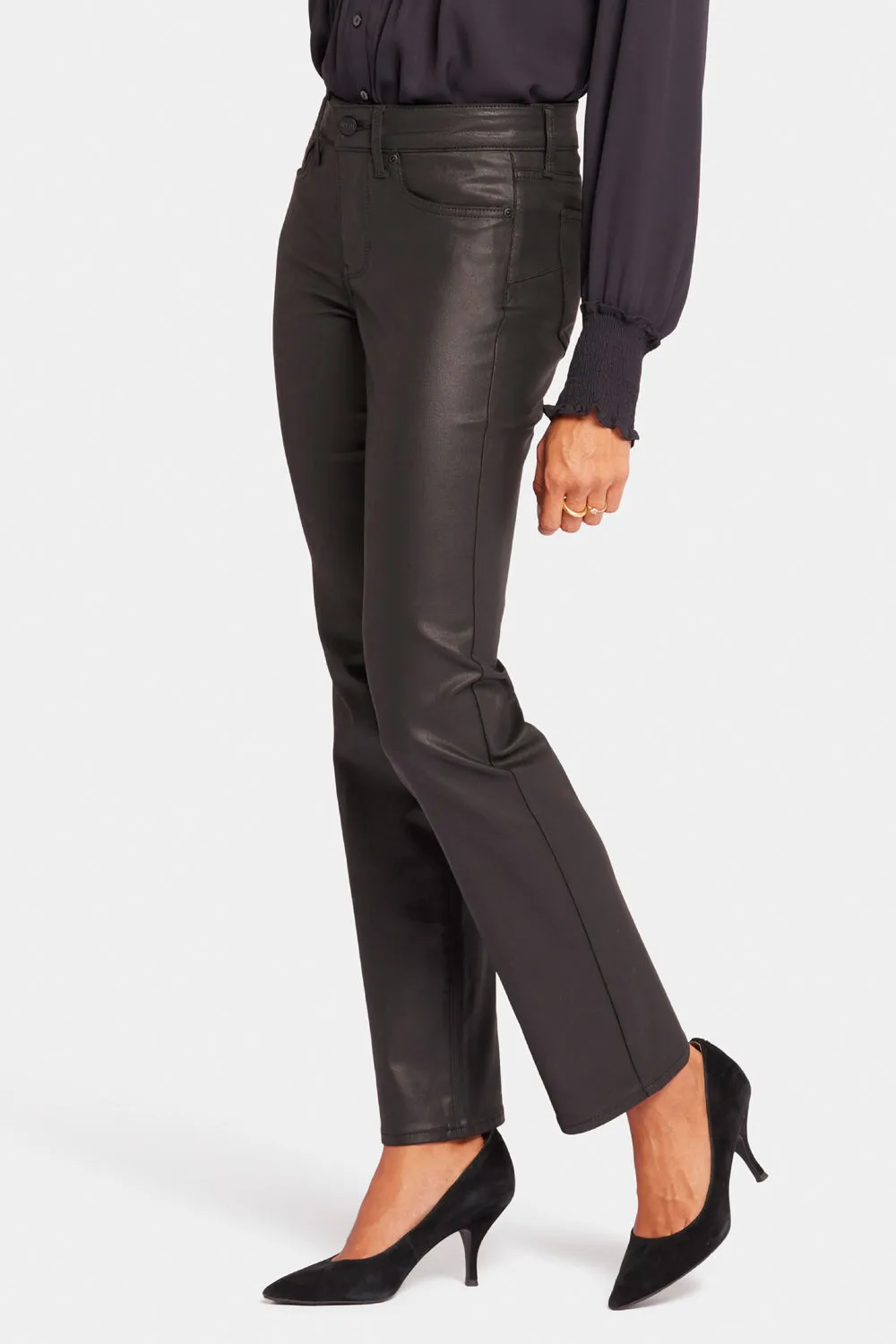 NYDJ Uplift Marilyn Straight Jeans Black Coated Po-Lift