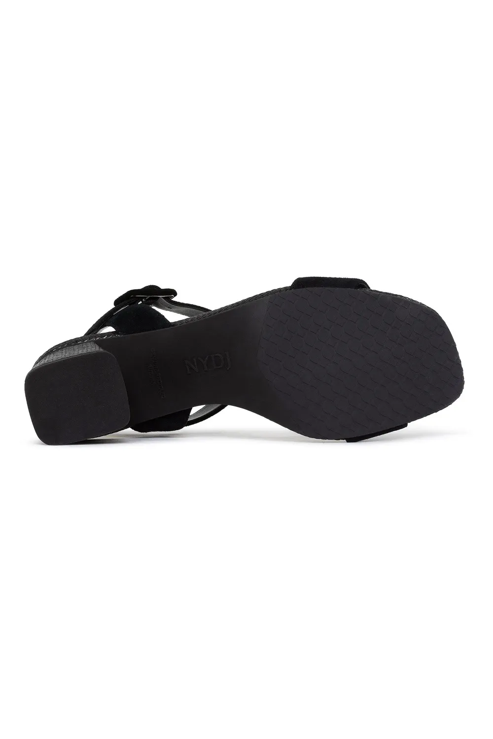 NYDJ Gaiana Sandalen Schwarz Blockabsatz Wildleder
