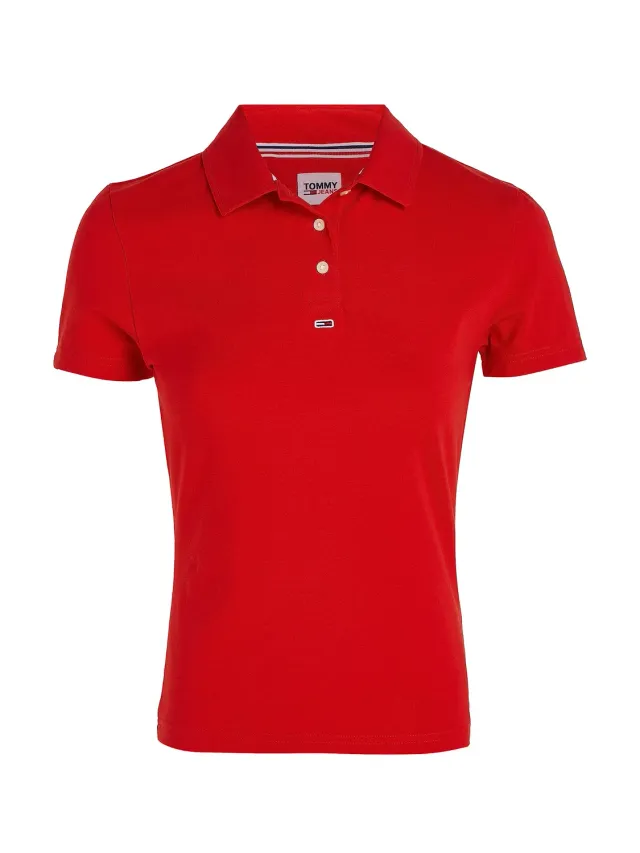 Tommy Jeans TJW BBY Essential Polo Damen Rot