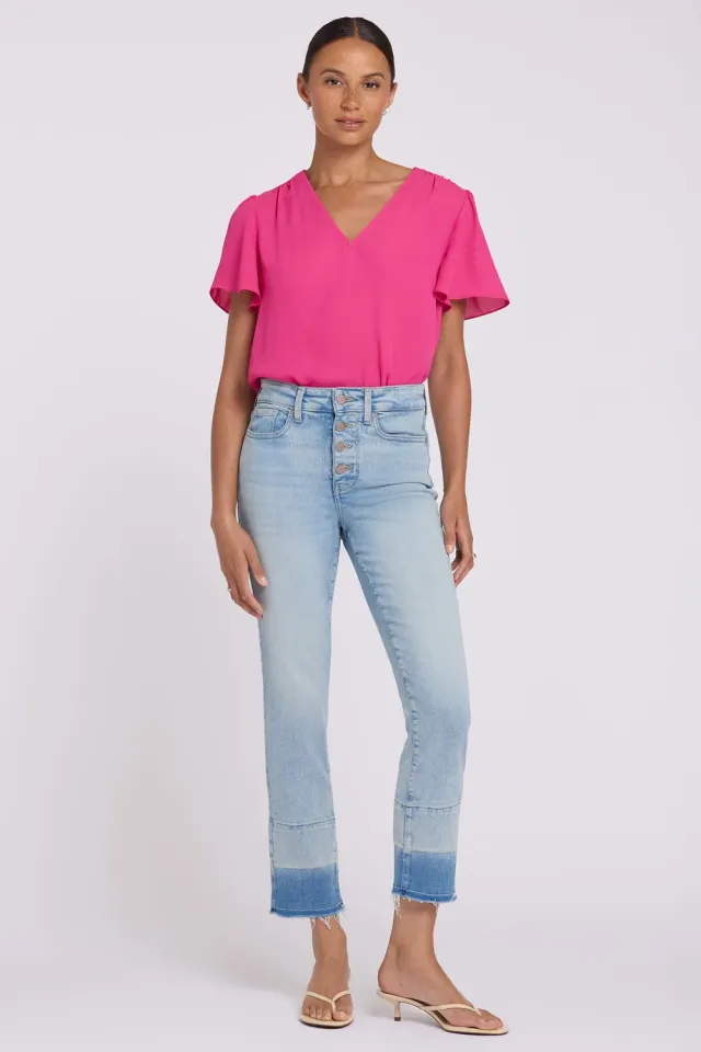 NYDJ Sheri Slim Straight Ankle Jeans Oasis Sand