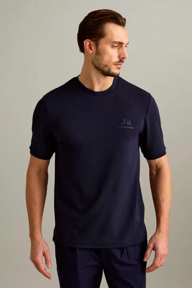 Jeckerson J18 Kurzarm T-Shirt dunkelblau Piqué