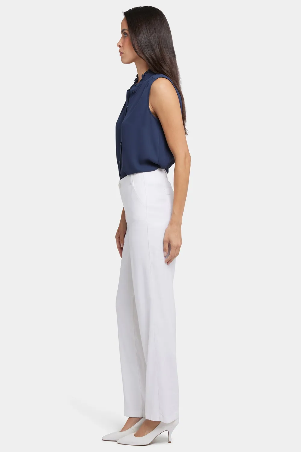 NYDJ Marilyn Straight Hose Optic White Leinen Gr 00-18