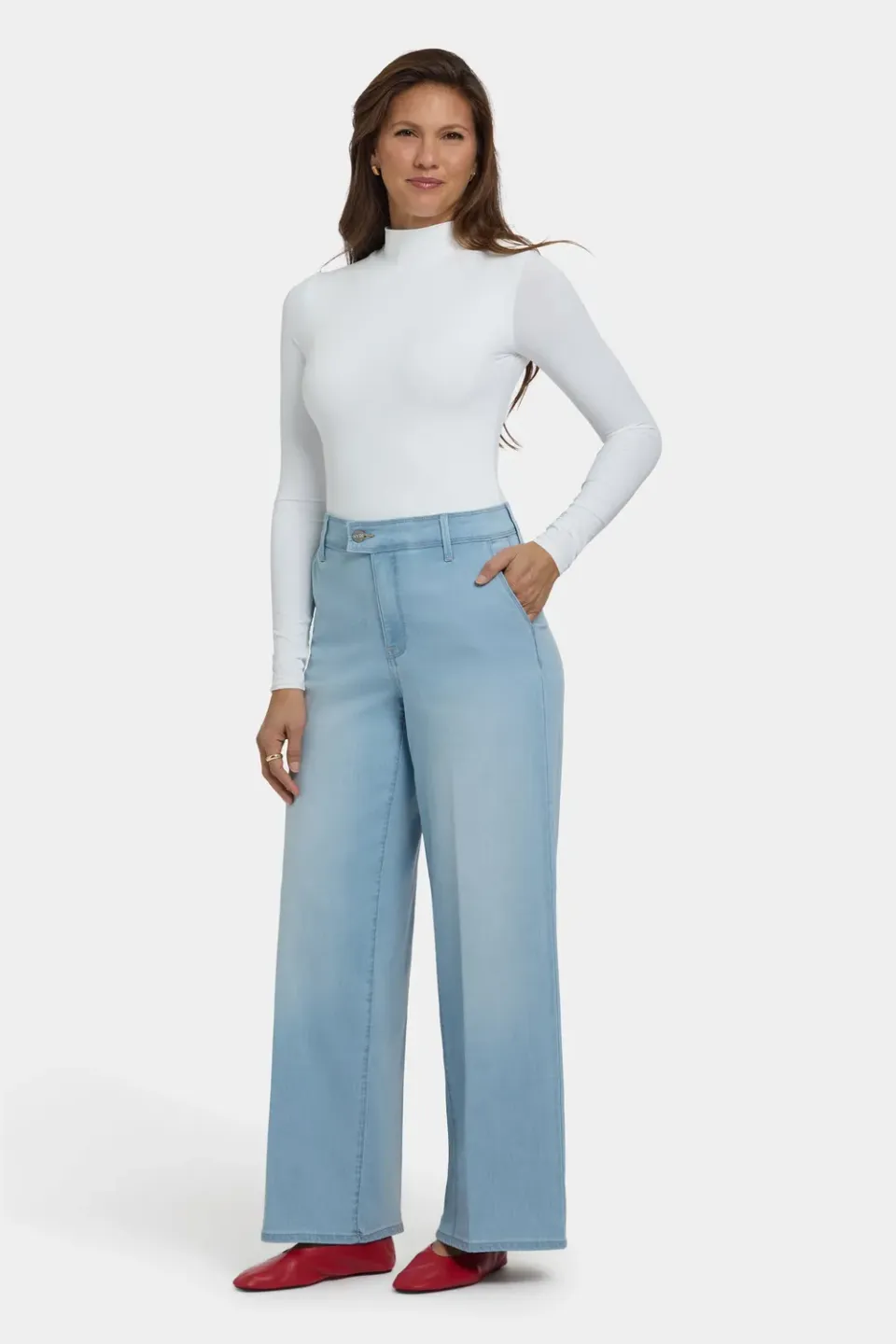 NYDJ Mona Wide Leg Trouser Jeans Oceanfront hellblau