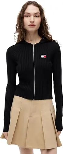 Tommy Jeans TJW Hood Zipper Rib Cardigan Strickjacke XL Kapuze