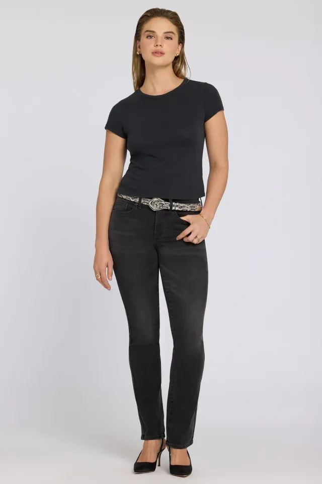 NYDJ Waist-Match Marilyn Straight Jeans Arch Rock Schwarz