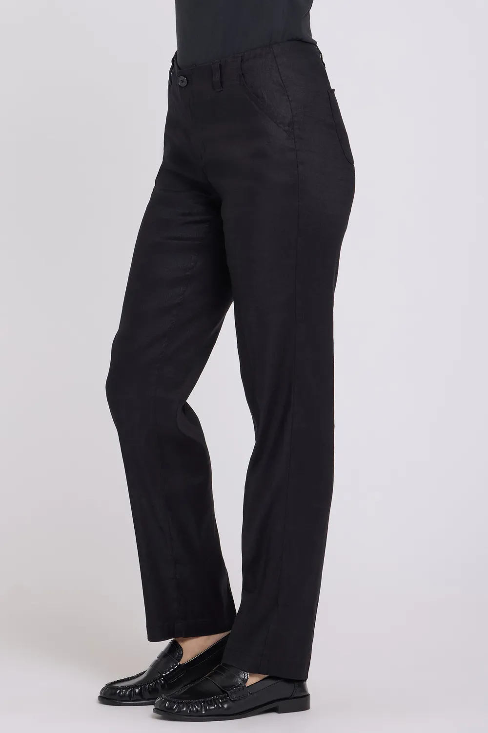 NYDJ Marilyn Straight Pants Schwarz Leinenhose
