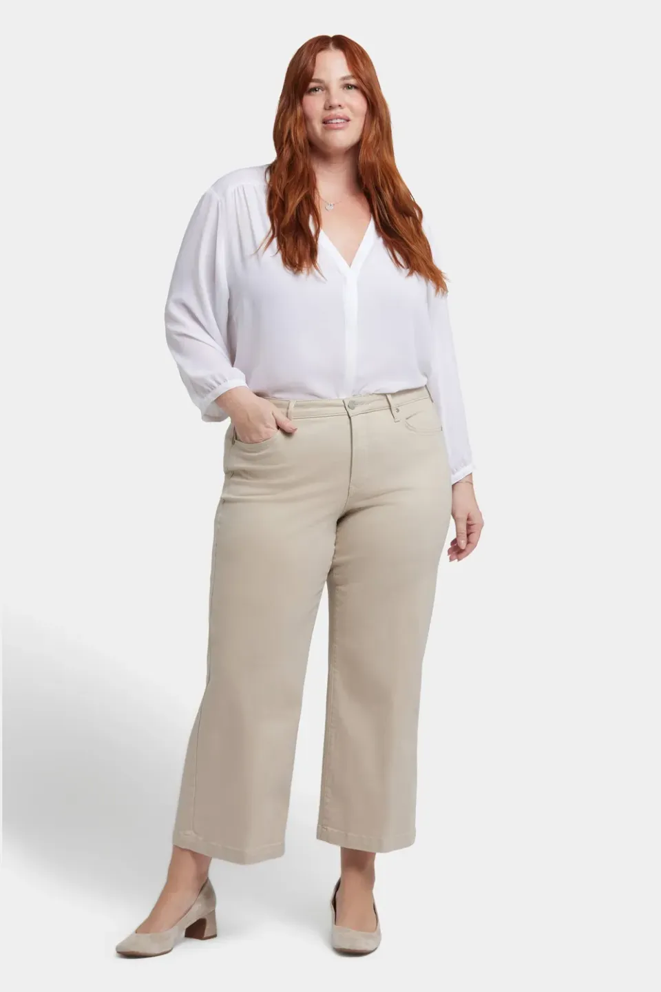NYDJ Teresa Wide Leg Ankle Jeans Feather Plus Size weit