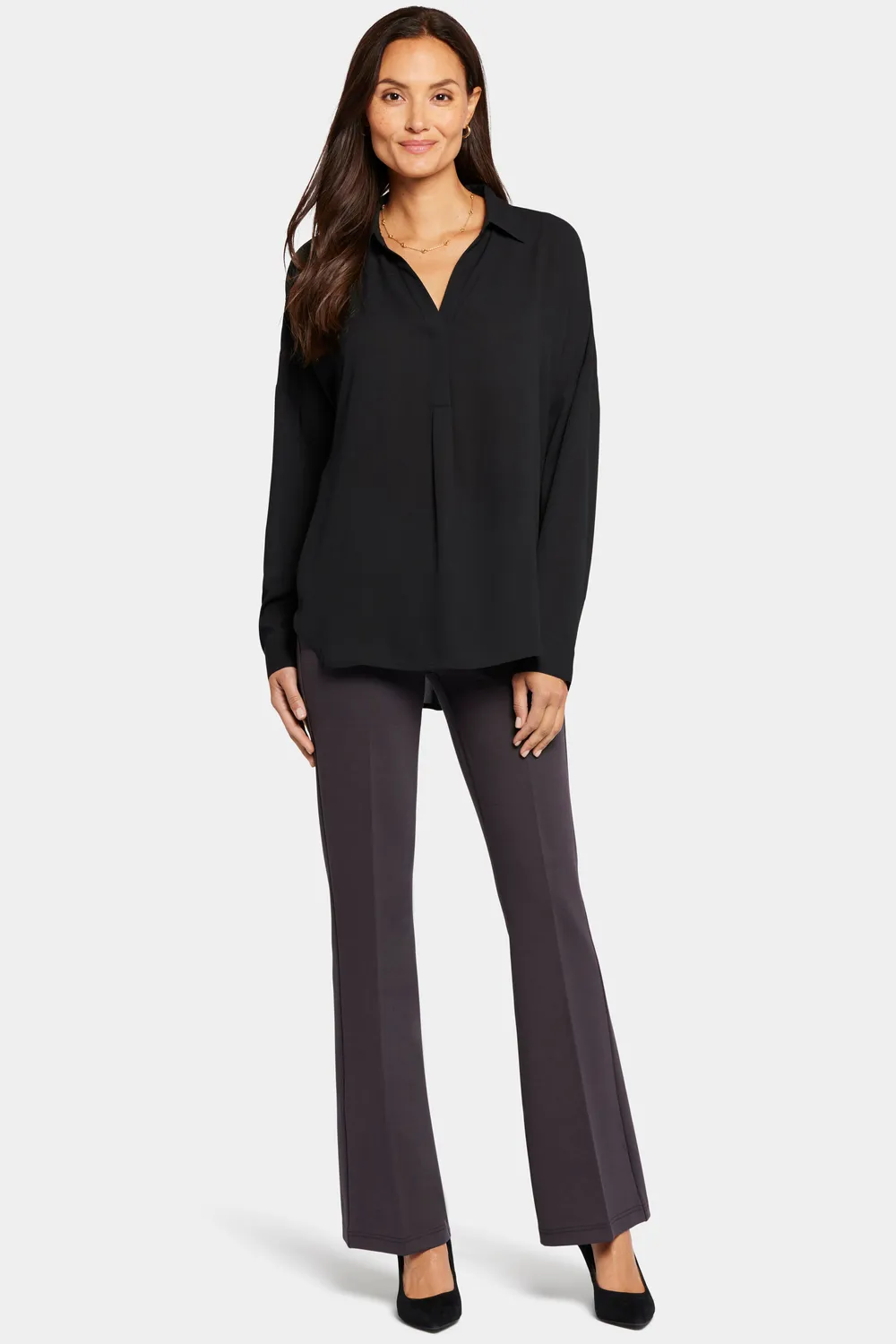 NYDJ Becky Bluse Schwarz Georgette Gr. XXS-XL