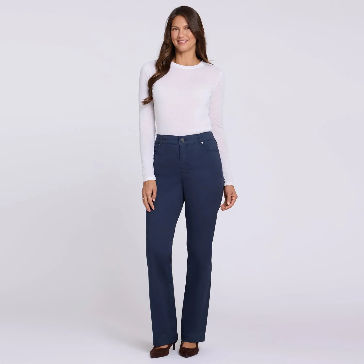 NYDJ Marilyn Adjustable Straight Hose Oxford Navy Stretch
