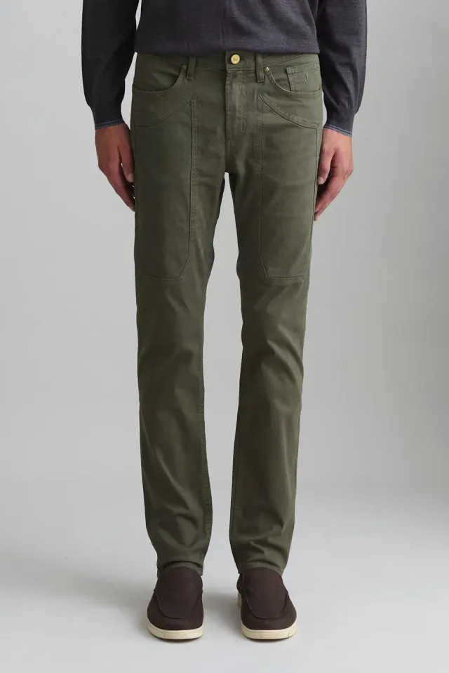 Jeckerson John Hose Slim Fit militärgrün Gabardine