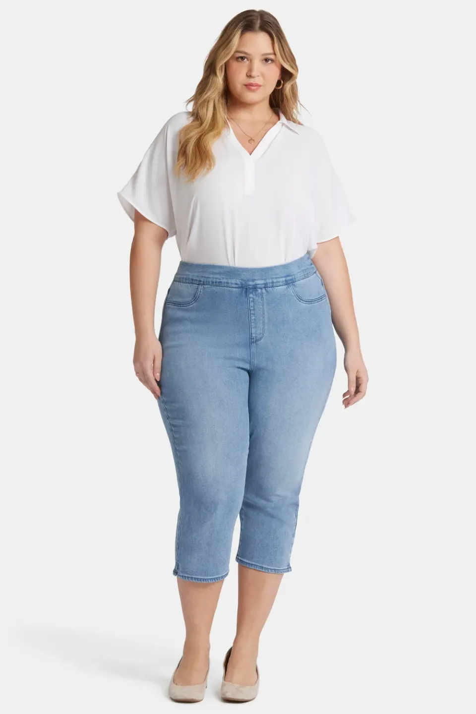 NYDJ Dakota Crop Pull-On Jeans Corfu Plus Cropped Jeans Hellblau