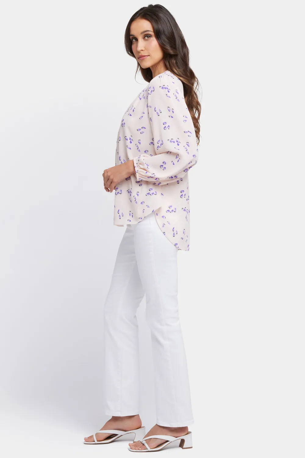 NYDJ Puff Sleeved Popover Bluse Serra de Mar Puffärmel