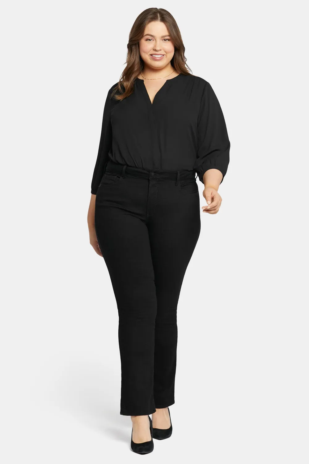NYDJ Marilyn Straight Jeans Plus Black schwarz