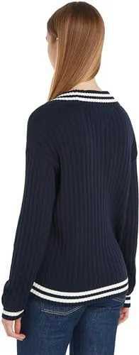 Tommy Jeans V-Ausschnitt Pullover Damen Strick