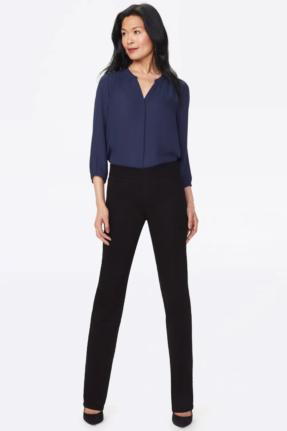NYDJ Marilyn Straight Pull-On Jeans Schwarz