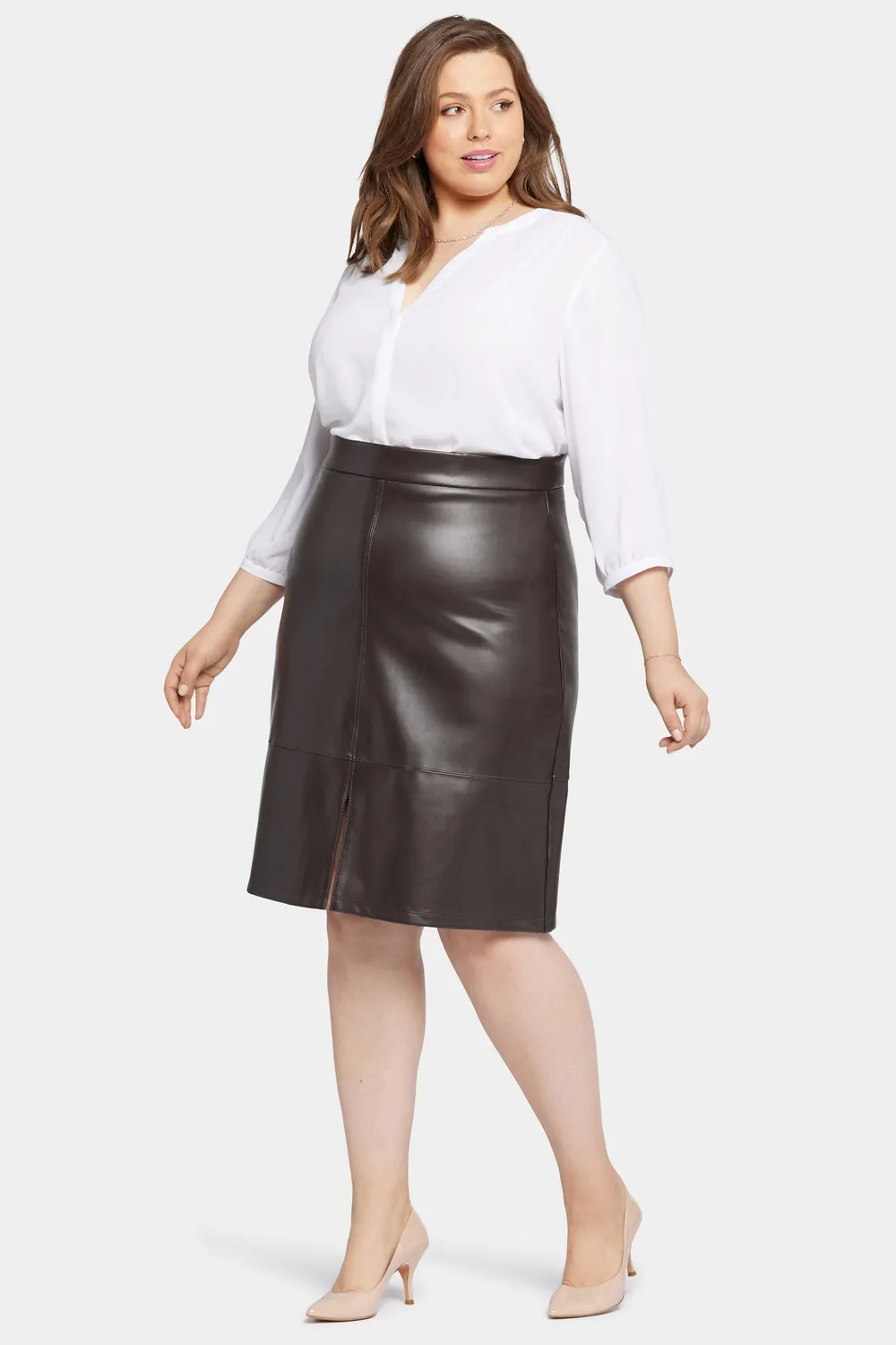 NYDJ Faux Leather A-Line Rock Cordovan Plus