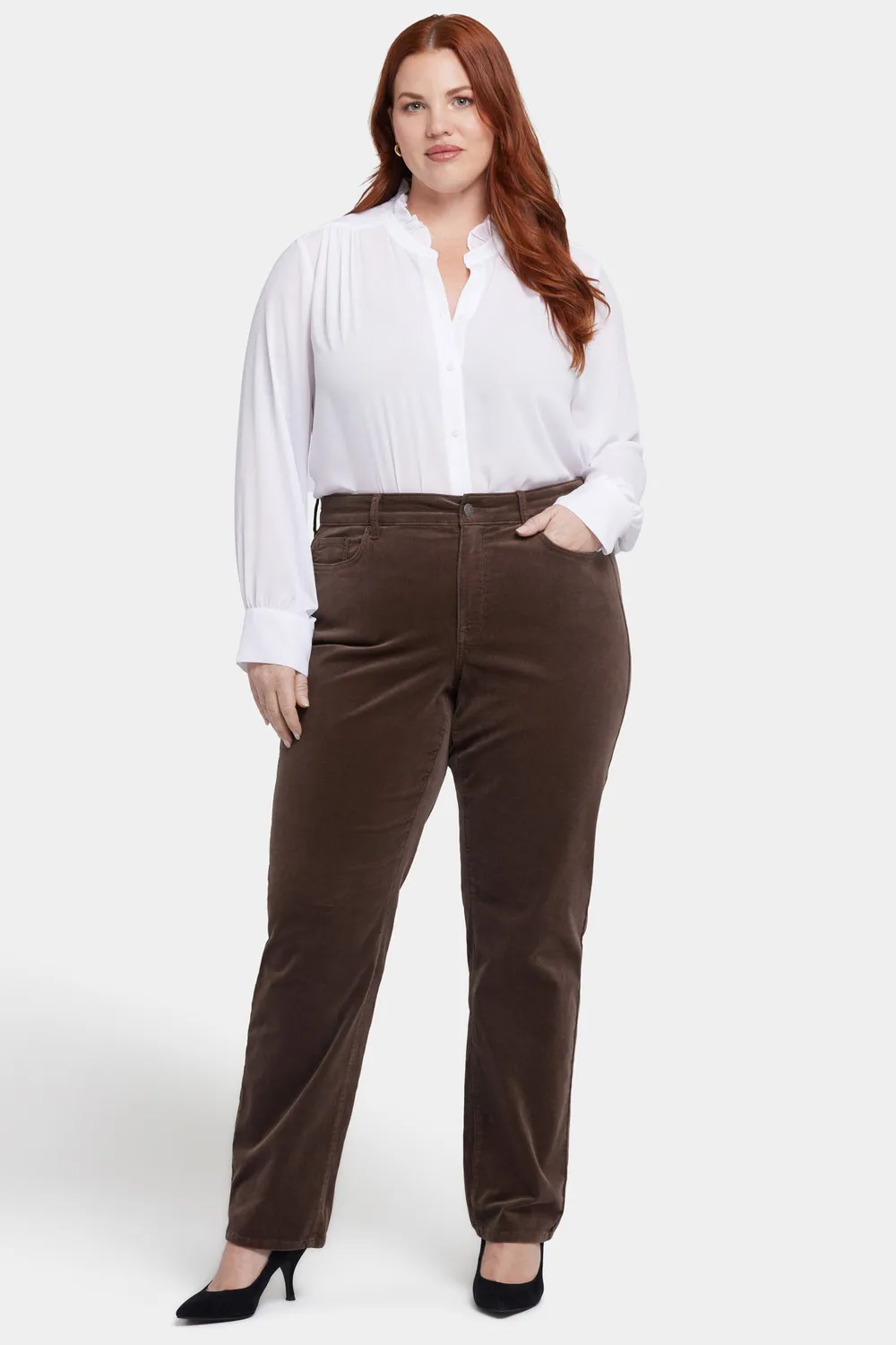 NYDJ Marilyn Straight Cordhose Coffee Bean braun