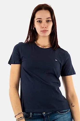 Tommy Jeans TJW Soft T-Shirt S Blau Rundhals Baumwolle