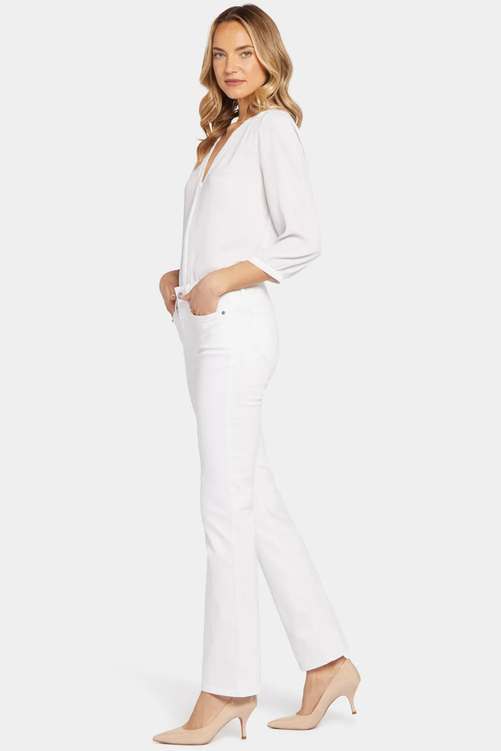 NYDJ Marilyn Straight Jeans Petite Optic White weiß