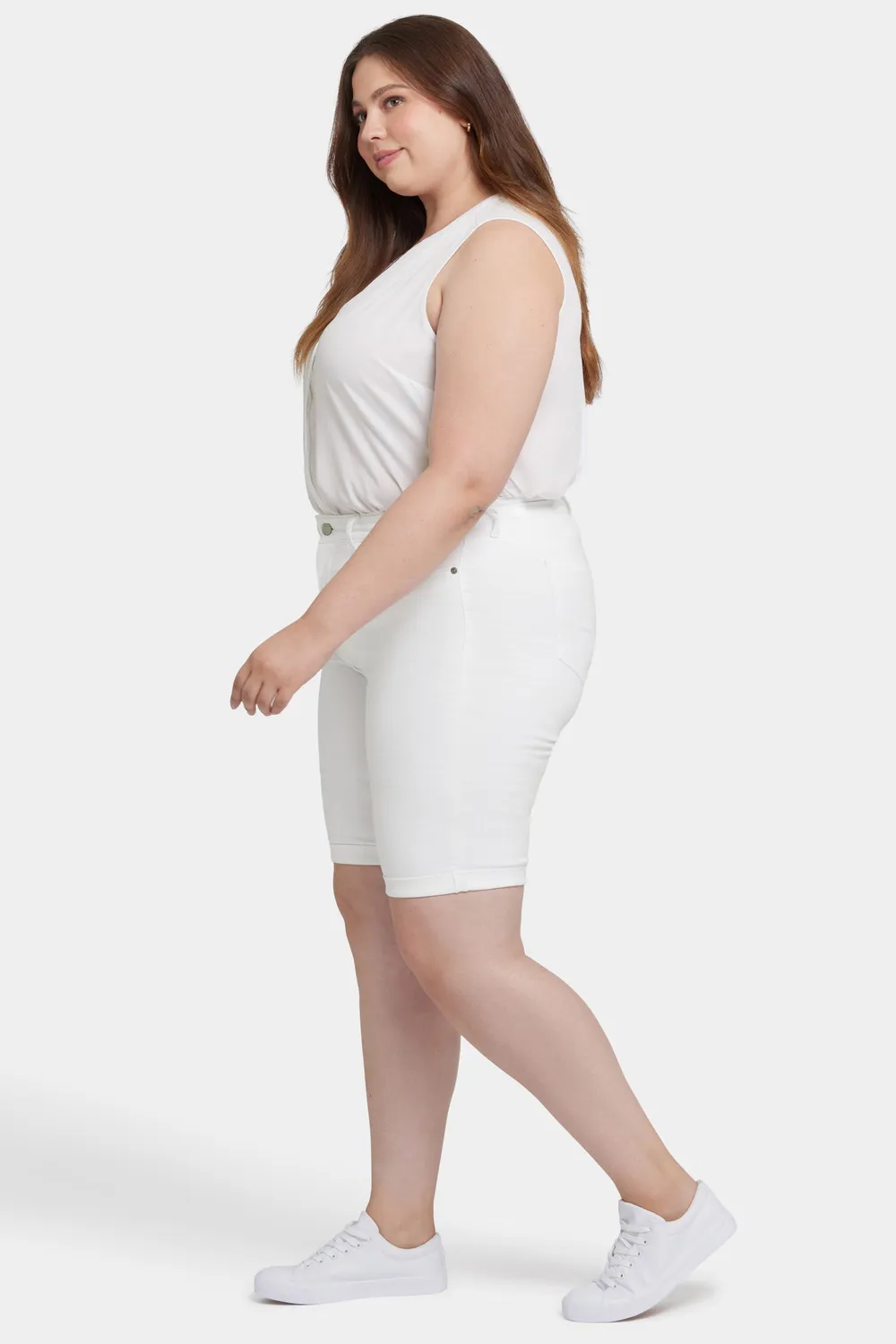 NYDJ Briella 11 Inch Jeansshorts Optic White Plus-Size