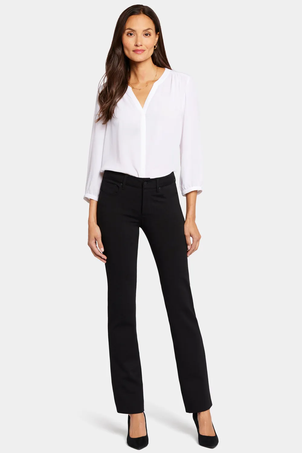 NYDJ Marilyn Straight Hose Petite schwarz Ponte