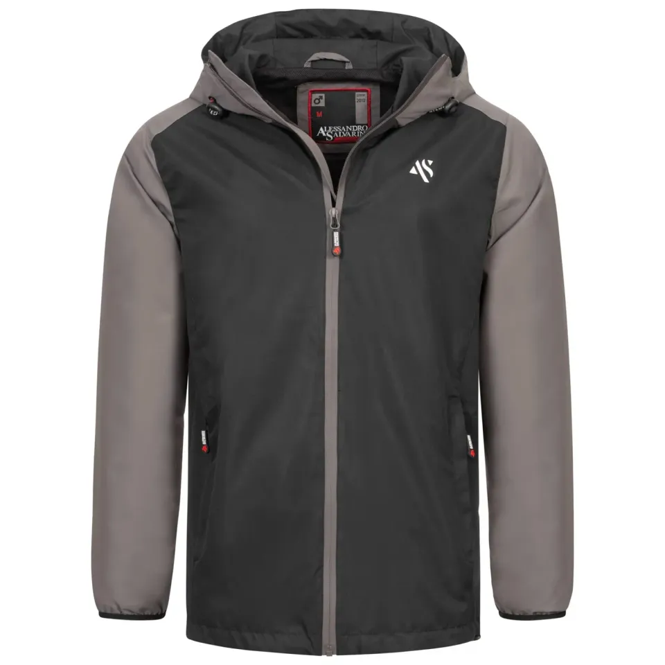 Alessandro Salvarini AS322 Regenjacke Dunkelgrau-Schwarz