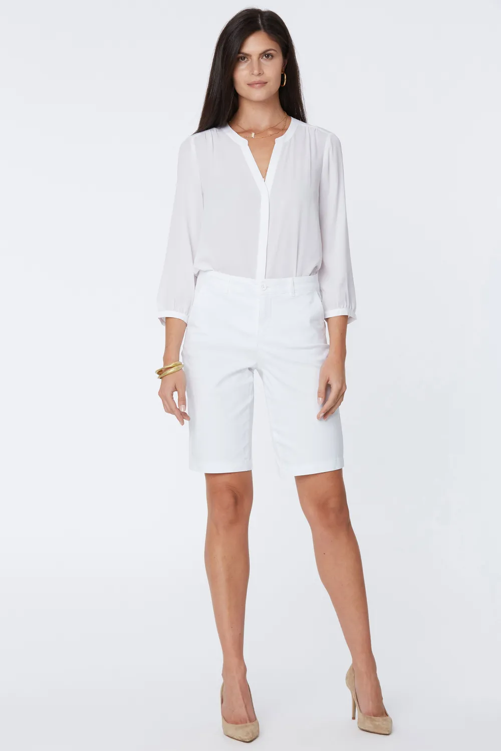 NYDJ Bermuda Twill Shorts 28 cm Optic White