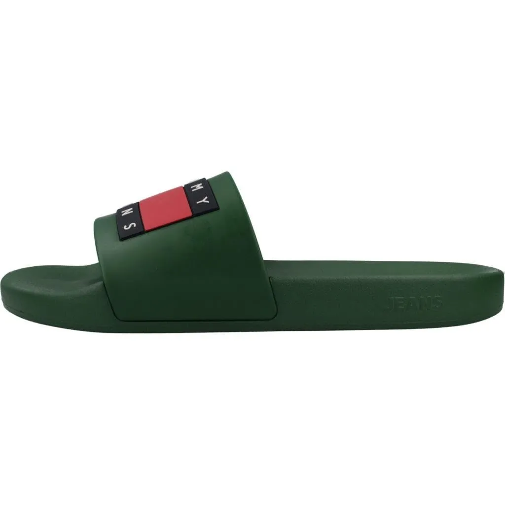 Tommy Jeans Logo Badeschuhe Grün 40 mit Fußbett