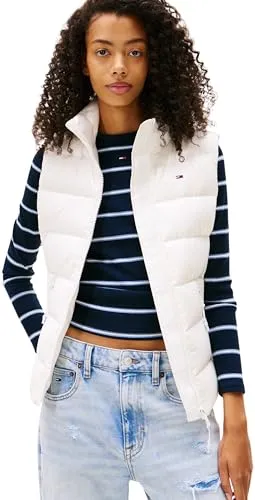 Tommy Jeans TJW Slim Zip Print Down Vest DW0DW21622 Damenweste Schwarz